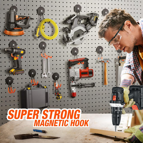 3 PCS Magnetic Garage Storage Hooks, Heavy Duty Large Magnet Hooks for Hanging Garage Tools