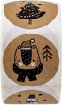 Black and White Holiday Animals Christmas Stickers, 500 Labels, 1.5" Round Winter Animals Envelope Seals, 6 Festive