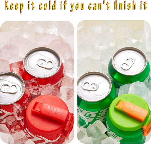 2 Set 2, ORIGINAL CREATOR - DIPESI Color Soda Can Lids with Straw- of Reusable pop can lids for Canned,BPA-Free Can