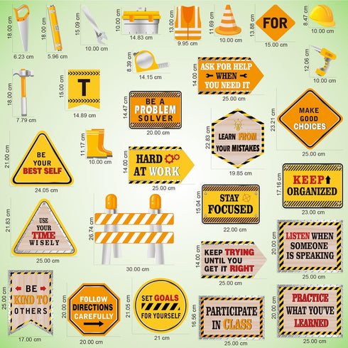 Outus 47 Pcs Construction Bulletin Board Set Construction Theme Cutouts Tools for Success Classroom Decorations for Kid Students Back to School Gifts Construction Birthday Party Supplies by Outus