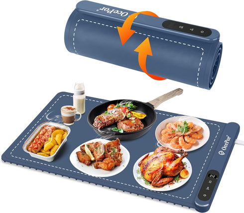 OcePor (XL 24"x15") Food Warming Mat, Electric Warming Tray,Foldable Food Warmer for Parties,