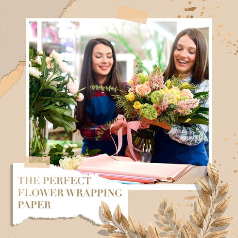 Nezyo 300 Sheets Gold Edge Flower Wrapping Paper, Colorful Waterproof Floral Gift Wrap, 23 x 23 Inch, 20 Colors