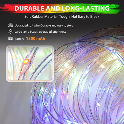 4 1 32.8FT 9 Camping String Lights, in Quick Storage Rechargeable Tent Lights with Lighting Modes, Hanging Waterproof