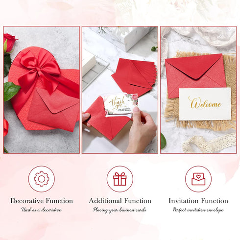 Outus 400 Pcs Mini Metallic Gift Card Envelopes - 4 x 2.7 Inches - Tiny Envelope for Birthday, Wedding, Greeting (Red)