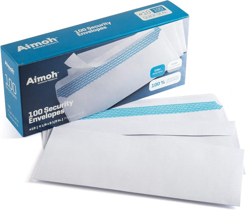 EnveGuard #10 Security Tinted Self-Seal Envelopes, No Window, 4-1/8 x 9-1/2 Inches, White, 100 Count