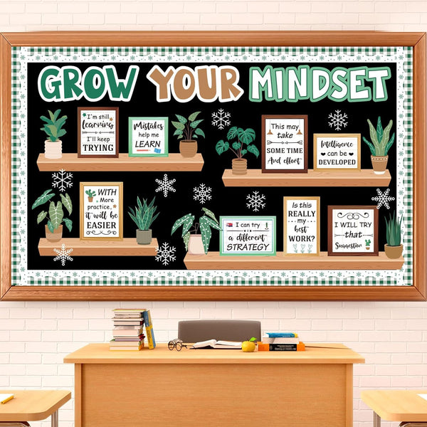 Pasimy Winter Growth Mindset Bulletin Board Plant Motivational Classroom Decorations January Bulletin