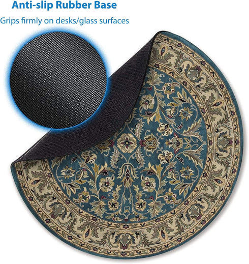 Wknoon Retro Blue and Beige Floral Print Art Round Mouse Pad, Vintage Oriental Persian Design Cute Circular Mat