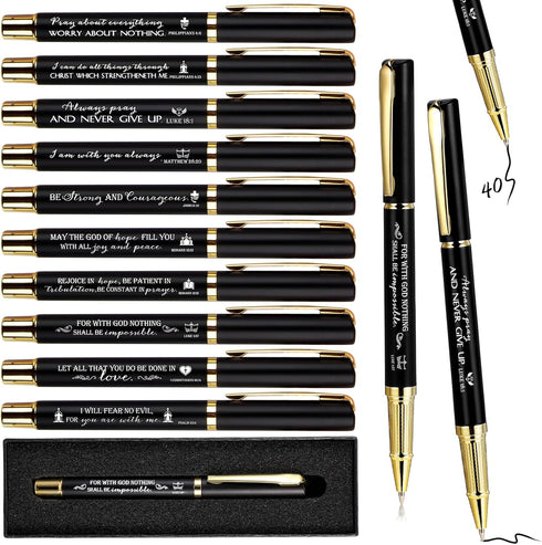 Lincia 40 Sets Christian Bible Verse Ballpoint Pen, Engraved Inspirational Quotes with Boxes for Clergy Appreciation