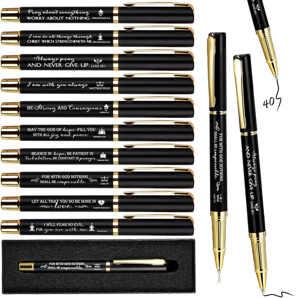 Lincia 40 Sets Christian Bible Verse Ballpoint Pen, Engraved Inspirational Quotes with Boxes for Clergy Appreciation