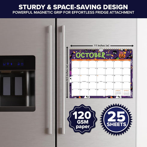 Decorably 24 Months Magnetic Calendar 2024-2025 Jan 2024 to Dec 2025, 11x8.5in Magnetic Calendar for Refrigerator Paper, Magnet Calendar for Fridge 2024, Fridge Calendar Magnet, Magnetic Calendar 2024 by Decorably