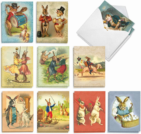 The Best Card Company 20 Vintage Easter Cards with Envelopes, Retro Boxed Note Cards for Easter (4 x 5.12 Inch).