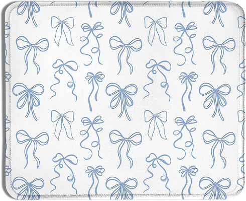 XUNLURY Coquette Blue Bow Mouse Pad, Preppy Girly Blue Aesthetic Mousepads for Wireless
