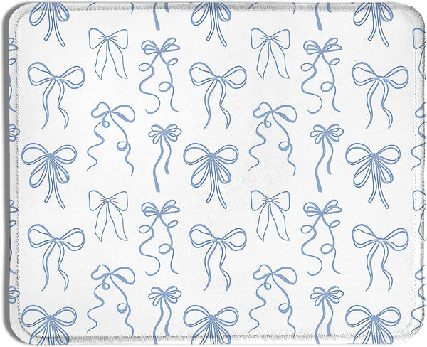 XUNLURY Coquette Blue Bow Mouse Pad, Preppy Girly Blue Aesthetic Mousepads for Wireless