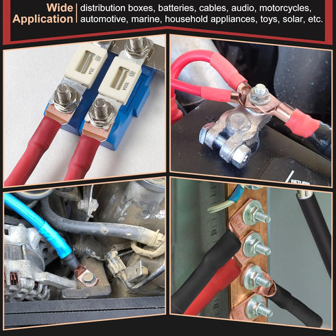 150pcs Battery Cable Ends Assortment Kit - 70Pcs Ring Wire Terminal Connectors & 80Pcs Heat Shrink Tubing for Marine