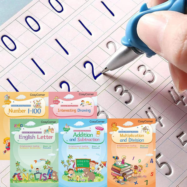 CosyCorner Magical Handwriting Workbooks Handwriting Practice Magic Copybook, Handwriting Aid Magic Pen Reusable