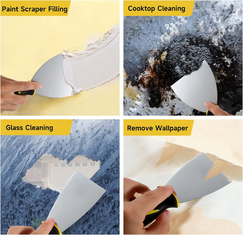 3Pcs Putty Knife Set - 2" 4" Stainless Steel Spackle Knives for Repairing Drywall and Applying Putty, Plaster, Cement