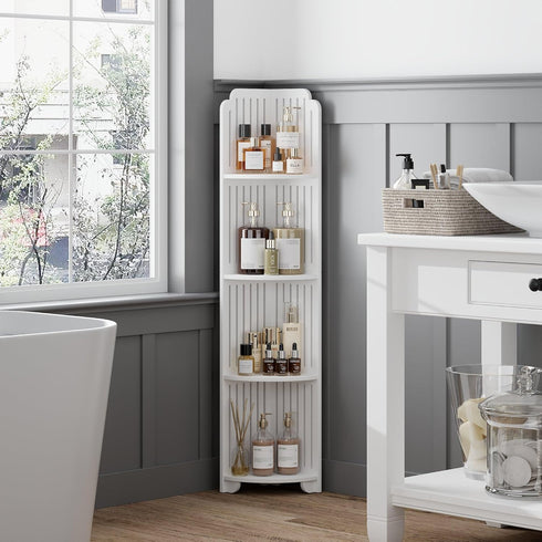 4-Tier VECELO Bathroom Shelves for Narrow Space, Modern Corner Shelf Stand,Small Storage Organizer for Bathroom,Toilet