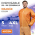 4X-Large, 5 Pack, 40 AMZ Medical Supply Disposable Coveralls Orange, Lightweight GSM PP+PE, Front Zipper, Open Wrists