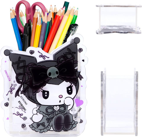 Roffatide Cute Kuromi Anime Desktop Desk Container, Ceramics Pen Holder, Mini Box for Makeup Brushes, Pencil Cup L