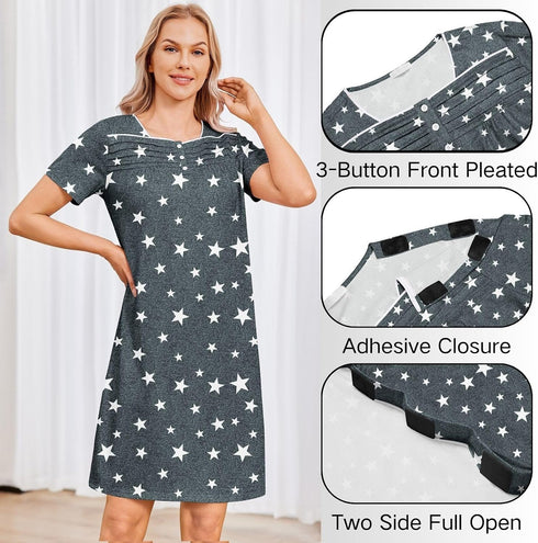 Deyeek Post Shoulder Surgery Dress Women Side Full Tear Away After Rotator Cuff Chemo Dialysis Port Adaptive Clothing