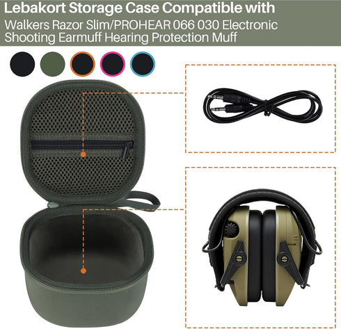 066 030 Lebakort Storage Case Compatible with Walkers Razor Slim/PROHEAR Electronic Shooting Earmuff Hearing Protection