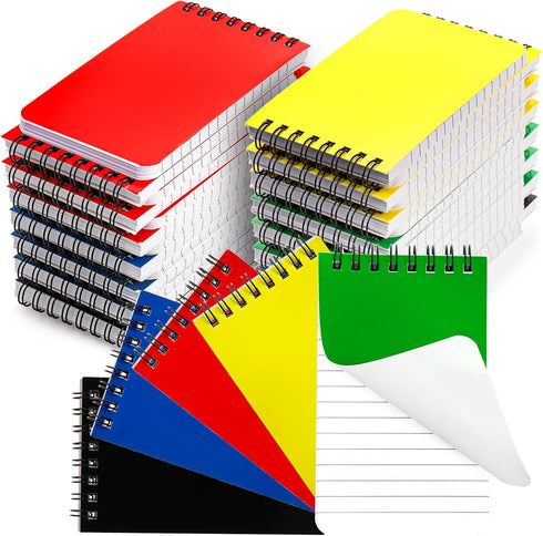 Hacaroa 30 Pack Top Spiral Memo Pads, 3"x5", Lined Pocket Notebook, Mini College Ruled Paper, 75 Sheets, Assorted Colors