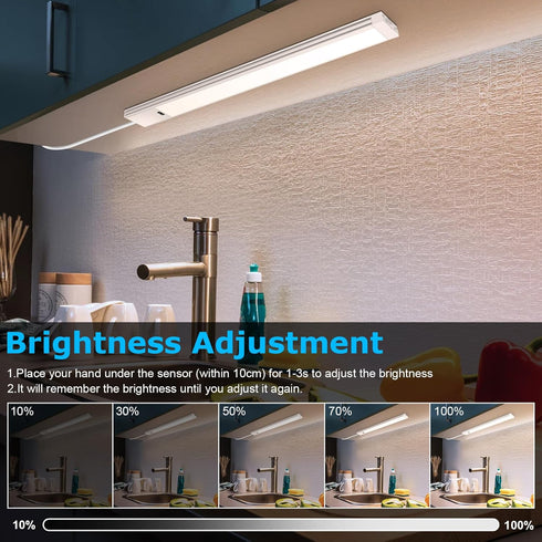 16 Inch 3000K/4000K/6000K Counter Dimmable Closet, (2 Pack) Hand Wave Under Cabinet Lights, Ultra Bright Under