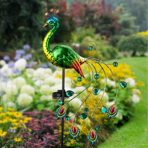 Glintoper Solar Garden Lights, 39 Inch Height Outdoor Metal Peacock Decorative Stakes for Lawn Pathway Decoration