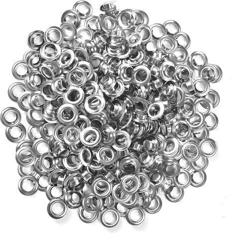 500pcs Grommets 1/4 Inch (6mm) Washers and Grommets Kit for Grommet Tool, Banner & Posters Metal Grommets Eyelets for Fabric Clothes Leather Belt Punching