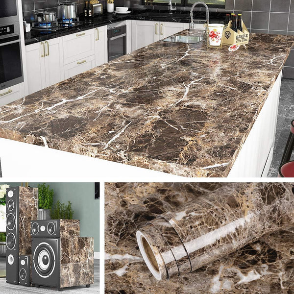 Livelynine Self Adhesive Marble Contact Paper for Kitchen Counter Top Covers, Waterproof Peel and Stick 15.8x78.8 Inch