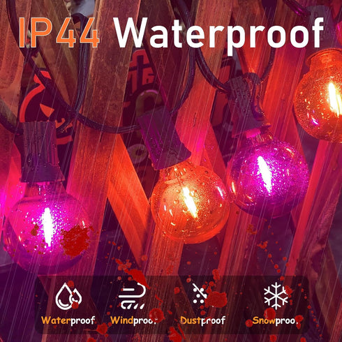 25FT 27 Count G40 Purple and Orange Christmas Lights, Christmas LED String Lights, Indoor Decoration Lights for Outdoor