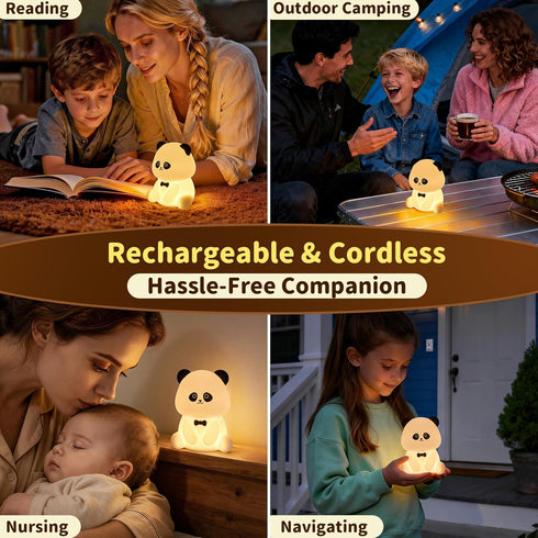 Myzztek Panda Lamp for Kids Room, Pat Control Panda Light for Breastfeeding, Silicone Night Light Nursery Bedside Lamp