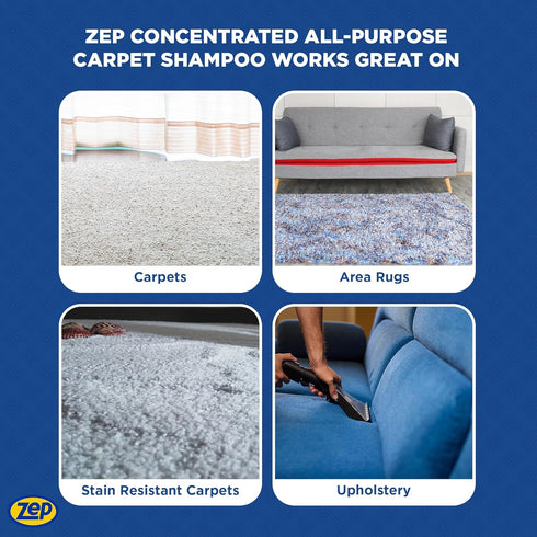 1 2) ZUCEC128 Zep All-Purpose Carpet Shampoo Concentrate Cleaner - Gallon (Case of - Professional Formula Removes Dirt