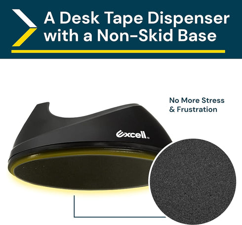 Excell OFFICEPLUS Desk Tape Dispenser with Non-skid Base, 3/4" Wide, 1" Core, Durable Plastic Tape Holder, Weighted Tape Dispenser for Desk, Easy Use w/One Hand 1 inch Tape Dispenser - 1 Pack by EXCELL