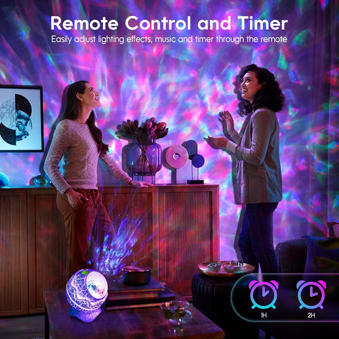 Rossetta Galaxy Projector, Star Projector for Bedroom, Night Lights for Kids Room with White Noise, Bluetooth Speaker