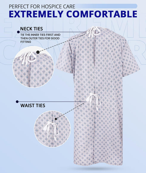2XL Utopia Care Unisex Hospital Gowns, Patient Gowns with Back Tie for Men and Women, Comfortably Fits Sizes up