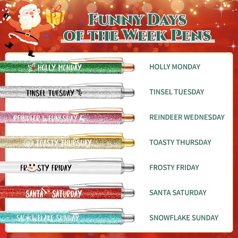 Sherr 7 Pcs Fancy Pens for Women, Cute Sparkly Glitter Pens with 10 Pcs Black Ink Refills, Pretty Gifts