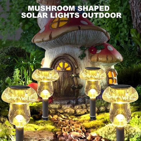 8 Pack Benany Solar Lights Outdoor, Mushroom Lights Outside Waterproof, Solar Powered LED Lighting for Garden, Yard