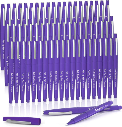 Lelix Felt Tip Pens, 60 Purple Pens, 0.7mm Medium Point, Felt Tip