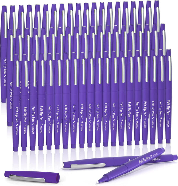 Lelix Felt Tip Pens, 60 Purple Pens, 0.7mm Medium Point, Felt Tip