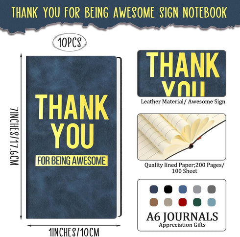 Ireer 10 Sets Appreciation Gifts Notebooks with Pens, A6 Leather Journal Thank You Gifts for Employees