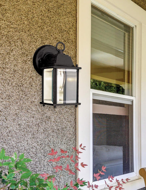 TRANS GLOBE 40455 8" Lighting BK Outdoor Patrician Wall Lantern, Black