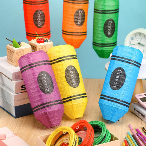 Retisee 12 Pcs Crayon Hanging Lanterns Preschool Classroom Decor End of The Year Hanging Backdrop Crayons Preschool
