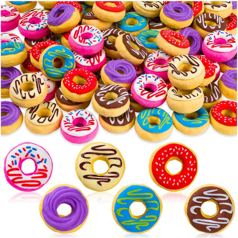 Donut Erasers, 100 Pieces 3D Cute Food Mini Erasers, Novelty Pencil Erasers for Candy Party Favor Gift Filling and Art