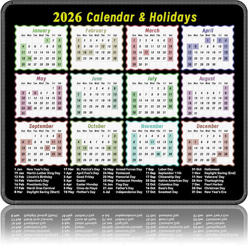 LeczRcie 2026 Calendar Mouse Pad9.8 * 11.8in Portable Size|Waterproof, Non-Slip, Smooth to use|with