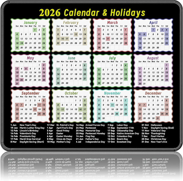 LeczRcie 2026 Calendar Mouse Pad9.8 * 11.8in Portable Size|Waterproof, Non-Slip, Smooth to use|with