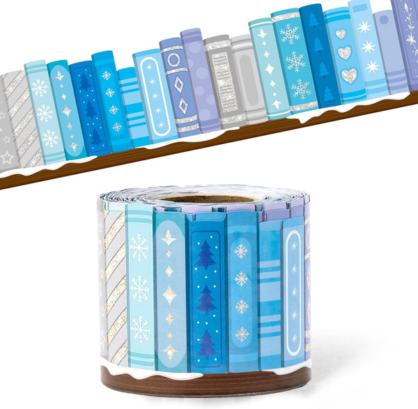 BeYumi Snowflake Bookshelf Border Trim - 65ft Winter Snowflake Books Rolled Border