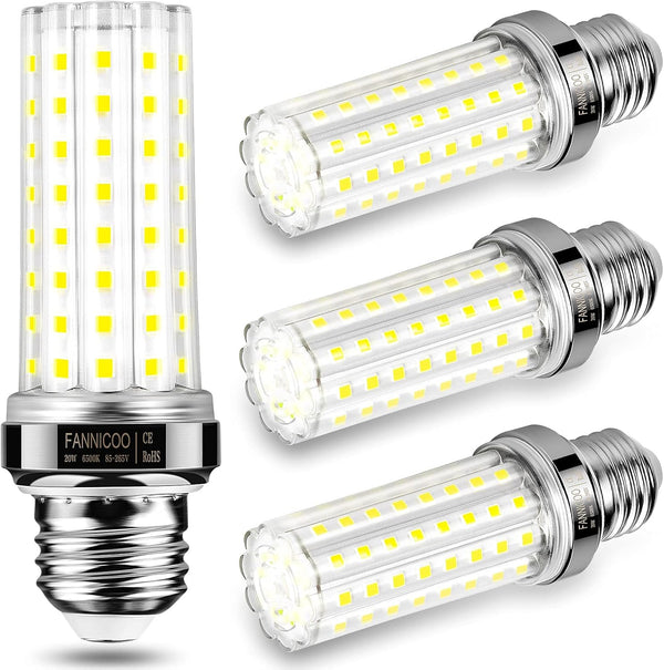 LED Corn Light Bulb, 150W Equivalent, 2000 Lumen, 6500K Cool Daylight, E26/E27 Base, Pack of 4