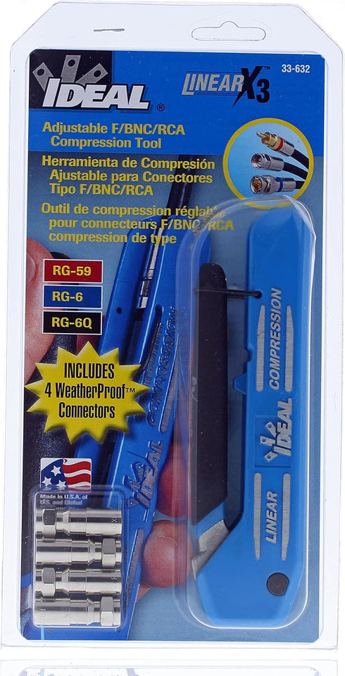 LinearX3 Coax Compression Tool for F/BNC/RCA connectors by IDEAL Electrical