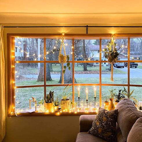 300 8 JMEXSUSS Warm White Christmas Lights for Bedroom, LED String Lights Indoor Outdoor Waterproof Clear Wire, Modes